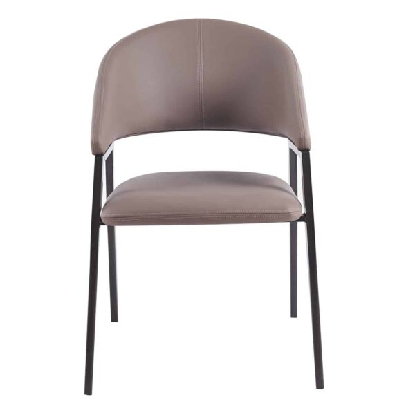 DELI Πολυθρόνα Μέταλλο Βαφή Μαύρο, Pu Cappuccino 52x62x83cm - Image 4