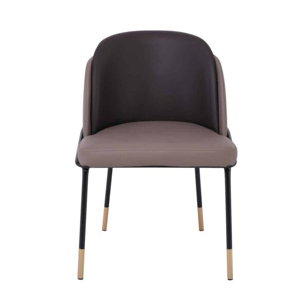 SELECT Καρέκλα Τραπεζαρίας- Κουζίνας, Μέταλλο Βαφή Μαύρο, Pu Cappuccino-Σκούρο Καφέ 54x58x78cm - Image 5