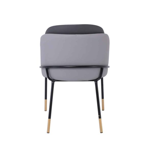 SELECT Καρέκλα Τραπεζαρίας- Κουζίνας, Μέταλλο Βαφή Μαύρο, Pu Ανοιχτό-Σκούρο Γκρι 56x54x78cm - Image 4