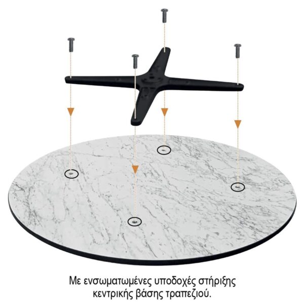 HPL (High Pressure Laminated) Επιφάνεια Τραπεζιού Απόχρωση Black Marble, Εξωτερικού χώρου Φ80cm/12mm - Image 3