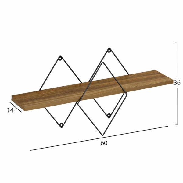 ΕΠΙΤΟΙΧΙΟ ΡΑΦΙ CHANTRIA HM8934.11 ΜΕΛΑΜΙΝΗ ΣΕ ΟΑΚ ΧΡΩΜΑ-ΜΕΤΑΛΛΟ ΜΑΥΡΟ 60x14x36Υεκ. - Image 2