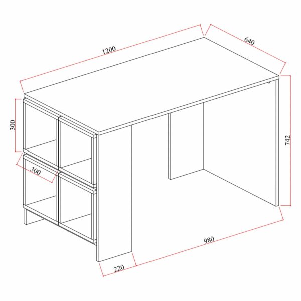 ΓΡΑΦΕΙΟ ΜΕΛΑΜΙΝΗΣ ΜΕ ΑΠΟΣΠΩΜΕΝΑ ΡΑΦΙΑ KAIRO HM9120.02 ΛΕΥΚΟ ΚΟΚΚΙΝΟ ΚΙΤΡΙΝΟ 120x64x74,2Υ εκ. - Image 2