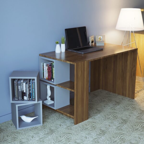 ΓΡΑΦΕΙΟ ΜΕΛΑΜΙΝΗΣ ΜΕ ΑΠΟΣΠΩΜΕΝΑ ΡΑΦΙΑ KAIRO HM9120.01 ΚΑΡΥΔΙ ΓΚΡΙ 120x64x74,2Υ εκ. - Image 4