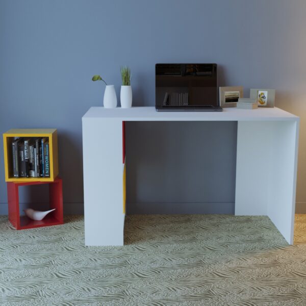 ΓΡΑΦΕΙΟ ΜΕΛΑΜΙΝΗΣ ΜΕ ΑΠΟΣΠΩΜΕΝΑ ΡΑΦΙΑ KAIRO HM9120.02 ΛΕΥΚΟ ΚΟΚΚΙΝΟ ΚΙΤΡΙΝΟ 120x64x74,2Υ εκ. - Image 5