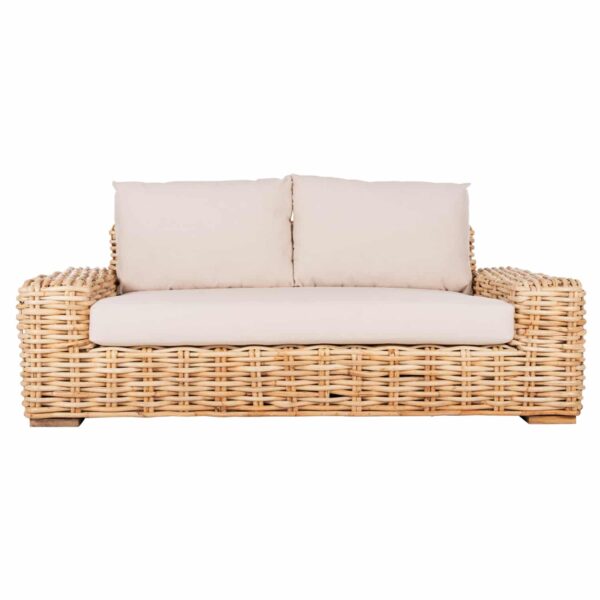 ΚΑΝΑΠΕΣ 2-ΘΕΣΙΟΣ TROPEL HM9809 ΞΥΛΟ MANGO-RATTAN ΦΥΣΙΚΟ-ΛΕΥΚΑ ΜΑΞΙΛΑΡΙΑ 192x88x70-85Υεκ. - Image 3