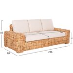 ΚΑΝΑΠΕΣ ΤΡΙΘΕΣΙΟΣ ΕΞ.ΧΩΡΟΥ TROPEL HM9808 ΞΥΛΟ MANGO-RATTAN ΦΥΣΙΚΟ-ΛΕΥΚΑ ΜΑΞΙΛΑΡΙΑ 216x88x85Υεκ - Image 2