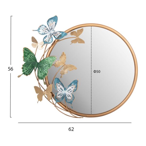 ΚΑΘΡΕΠΤΗΣ ΤΟΙΧΟΥ ΣΤΡΟΓΓΥΛΟΣ ΗΜ4213 ΜΕΤΑΛΛΟ ΣΕ ΧΡΥΣΟ-ΠΡΑΣΙΝΟ-ΜΠΛΕ 62x6,5x56Yεκ. - Image 2