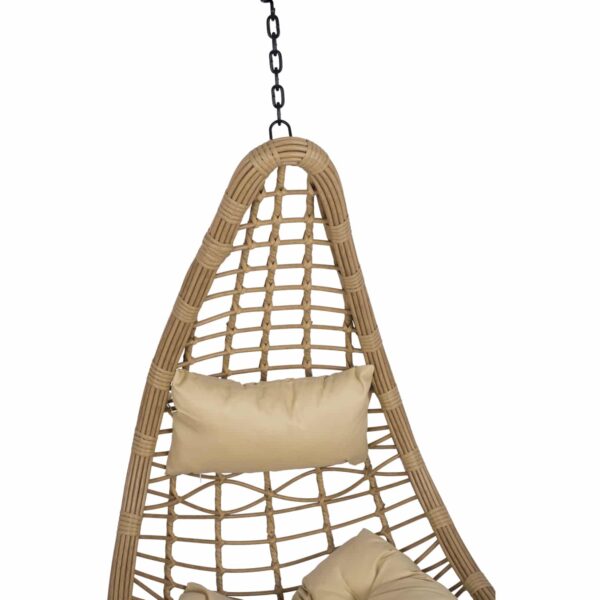 ΚΡΕΜΑΣΤΗ ΦΩΛΙΑ LUCIA HM5676.01 ΜΕ WICKER&ΜΑΞΙΛΑΡΙΑ ΜΠΕΖ-ΜΑΥΡΟ ΜΕΤΑΛΛΟ Φ95Χ195Υεκ. - Image 5
