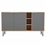 ΜΠΟΥΦΕΣ CABRON HM8874.11 ΜΕΛΑΜΙΝΗ ΣΕ ΦΥΣΙΚΟ-ΑΝΘΡΑΚΙ-ΜΑΥΡΑ ΜΕΤΑΛ.ΠΟΔΙΑ 142X40X83Υεκ. - Image 4