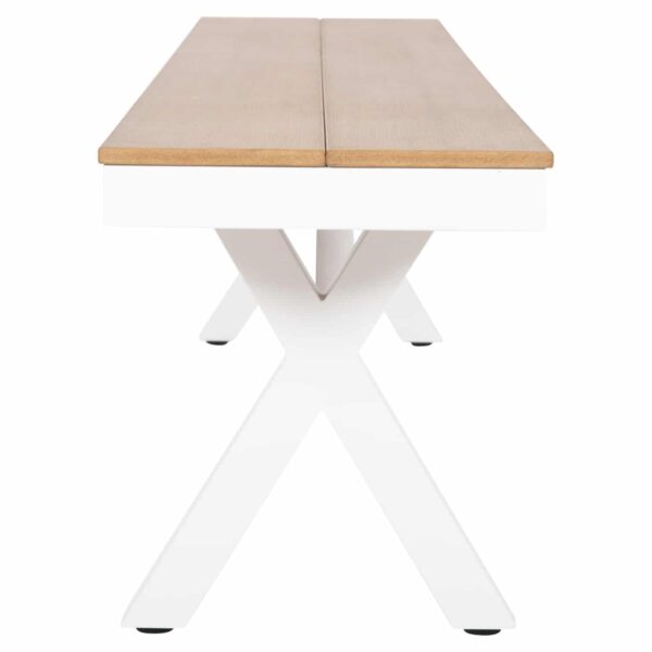 ΠΑΓΚΑΚΙ ΑΛΟΥΜΙΝΙΟΥ TAWNEE HM6040.02 ΛΕΥΚΟ-POLYWOOD ΚΑΘΙΣΜΑ ΦΥΣΙΚΟ 220x36x44,5Υεκ. - Image 4