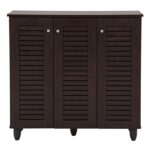 ΠΑΠΟΥΤΣΟΘΗΚΗ-ΝΤΟΥΛΑΠΑ PROLLY HM9609.01 ΜΕΛΑΜΙΝΗ WENGE-3ΠΟΡΤΕΣ-4ΡΑΦΙΑ 87x32x88Υεκ. - Image 3