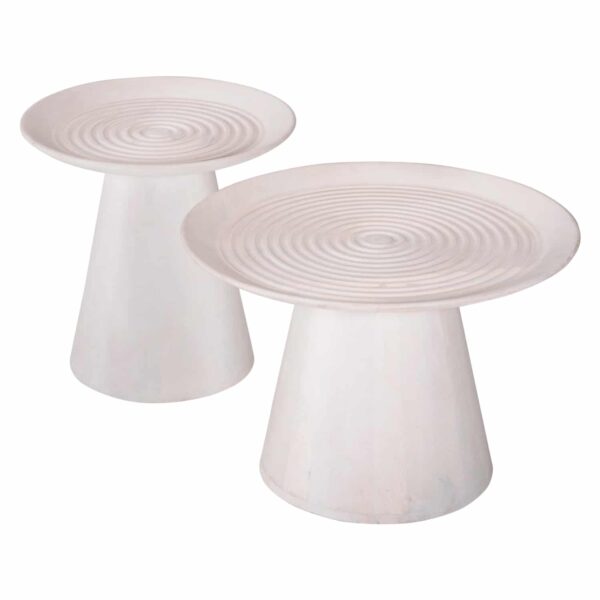 ΣΕΤ 2ΤΜΧ ΤΡΑΠΕΖΙΑ ΣΑΛΟΝΙΟΥ ΣΤΡΟΓΓΥΛΑ ROSS HM11946 ΜΑΣΙΦ MANGO ΛΕΥΚΟ Φ60 & Φ45εκ. - Image 5