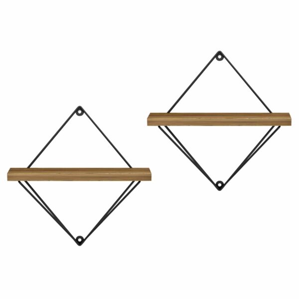 ΣΕΤ ΡΑΦΙΑ ΤΟΙΧΟΥ ZANNARD HM8929.11 ΜΕΤΑΛΛΟ ΜΑΥΡΟ-ΜΕΛΑΜΙΝΗ ΦΥΣΙΚΟ 30x14x30Υ εκ. - Image 3