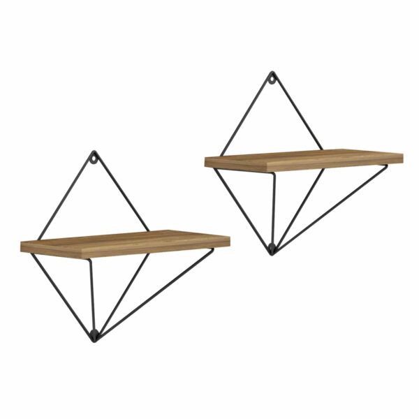 ΣΕΤ ΡΑΦΙΑ ΤΟΙΧΟΥ ZANNARD HM8929.11 ΜΕΤΑΛΛΟ ΜΑΥΡΟ-ΜΕΛΑΜΙΝΗ ΦΥΣΙΚΟ 30x14x30Υ εκ. - Image 6