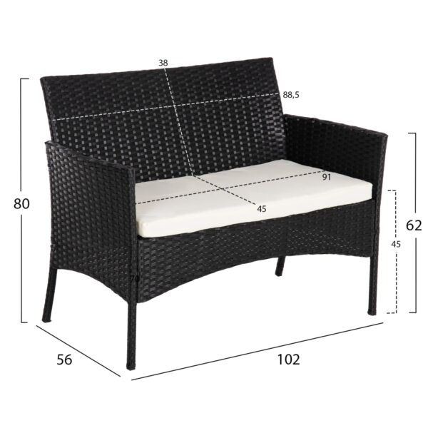 ΣΕΤ ΣΑΛΟΝΙ 4ΤΜΧ STASIA HM6089.04 ΣΥΝΘ.RATTAN ΜΑΥΡΟ-ΜΠΕΖ ΜΑΞΙΛΑΡΙΑ - Image 3