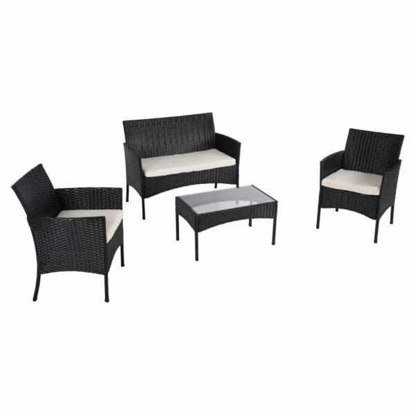 ΣΕΤ ΣΑΛΟΝΙ 4ΤΜΧ STASIA HM6089.04 ΣΥΝΘ.RATTAN ΜΑΥΡΟ-ΜΠΕΖ ΜΑΞΙΛΑΡΙΑ - Image 5