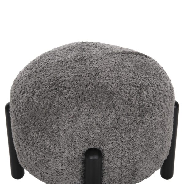 ΣΚΑΜΠΟ EWAN ΣΤΡΟΓΓΥΛΟ HM9596.01 ΓΚΡΙ ΜΠΟΥΚΛΕ ΥΦΑΣΜΑ-ΜΑΥΡΑ ΜΕΤΑΛΛΙΚΑ ΠΟΔΙΑ Φ45x36Υεκ. - Image 5