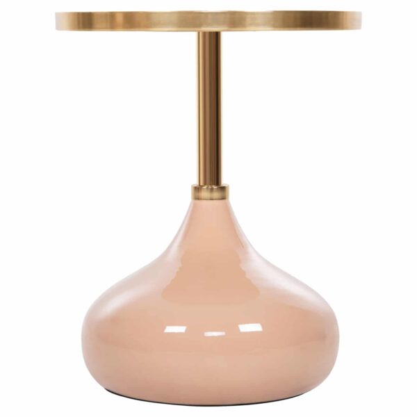 ΤΡΑΠΕΖΙ ΒΟΗΘΗΤΙΚΟ ΣΤΡΟΓΓΥΛΟ UTRI HM4384.10 ΜΕΤΑΛΛΟ ΣΕ ΣΟΜΟΝ-ΜΠΕΖ Φ35,5x44,5Υ εκ. - Image 5