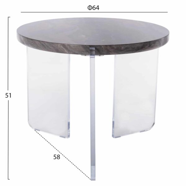 ΤΡΑΠΕΖΙ ΣΑΛΟΝΙΟΥ ACRYCON HM9780.01 MDF ME ΥΔΑΤΟΑΠΩΘΗΤΙΚΗ ΕΠΙΣΤΡΩΣΗ-ΑΚΡΥΛΙΚΑ ΠΟΔΙΑ Φ64x51Yεκ. - Image 2