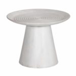 ΤΡΑΠΕΖΙ ΣΑΛΟΝΙΟΥ ΣΤΡΟΓΓΥΛΟ ROSS HM9709 ΜΑΣΙΦ ΞΥΛΟ MANGO-ΛΕΥΚΟ Φ60x45Υεκ.