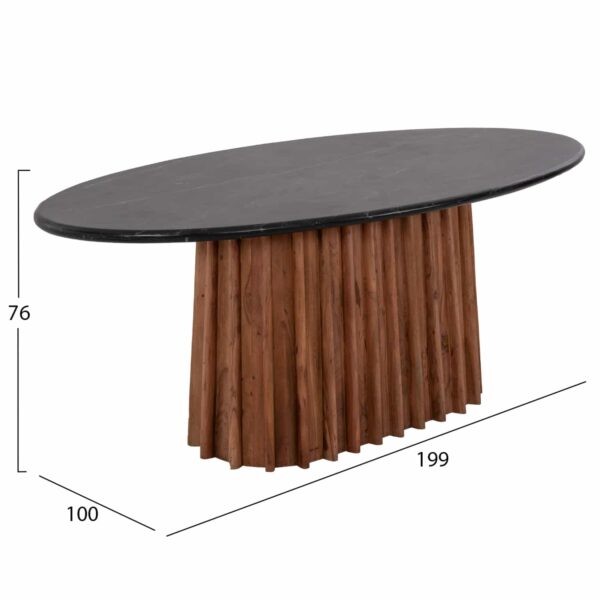 ΤΡΑΠΕΖΙ ΤΡΑΠΕΖΑΡΙΑΣ ΟΒΑΛ DRAXX HM9689 ΜΑΣΙΦ ΑΚΑΚΙΑ-ΜΑΥΡΟ ΜΑΡΜΑΡΟ 200x100x76Υεκ. - Image 2