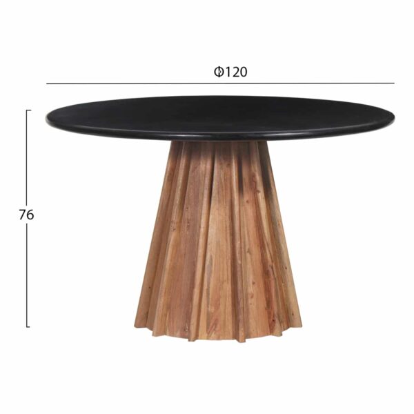 ΤΡΑΠΕΖΙ ΤΡΑΠΕΖΑΡΙΑΣ ΣΤΡΟΓΓΥΛΟ DRAXX HM9687 ΜΑΣΙΦ ΞΥΛΟ ΑΚΑΚΙΑΣ-ΕΠΙΦΑΝΕΙΑ ΜΑΥΡΟ ΜΑΡΜΑΡΟ Φ120x76Υεκ - Image 2