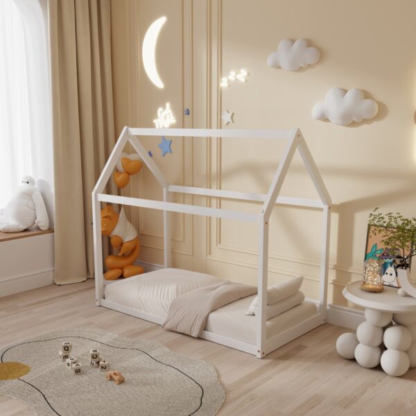 ΚΡΕΒΑΤΙ ΠΑΙΔΙΚΟ PEPE HM677.03 τ.MONTESSORI ΞΥΛΟ ΠΕΥΚΟ ΛΕΥΚΟ- 190x90εκ - Image 2
