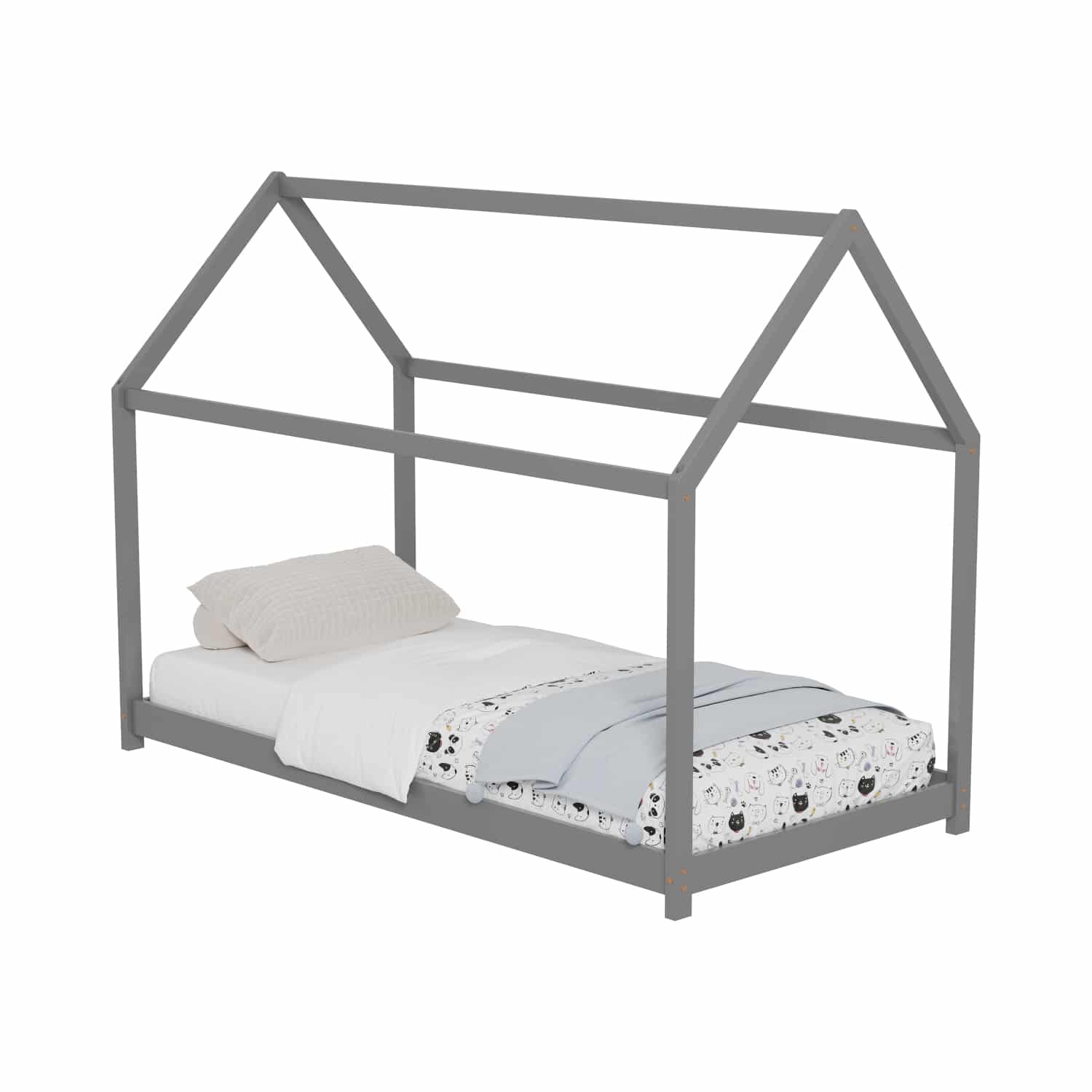 HM678.05 ΚΡΕΒΑΤΙ ΠΑΙΔΙΚΟ PEPE HM678.05 τ.MONTESSORI ΞΥΛΟ ΠΕΥΚΟ ΓΚΡΙ- 140x70εκ - Image 1