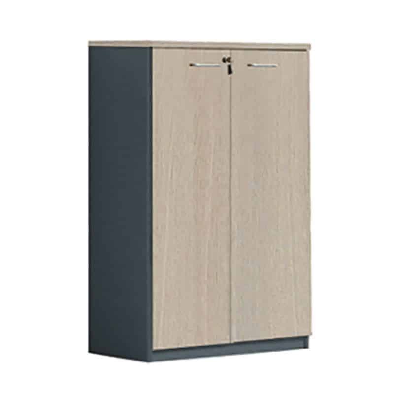 PROGRESS Ντουλάπι Γραφείου Δίφυλλο PROGRESS Ντουλάπι Γραφείου Δίφυλλο, 3 Ράφια, Απόχρωση Elm - Sky Grey 80x40x120cm - Image 1