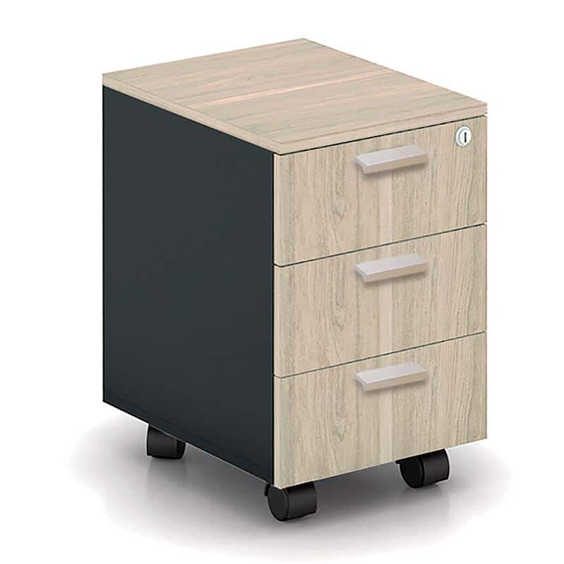 PROGRESS Συρταριέρα Τροχήλατη Γραφείου PROGRESS Συρταριέρα Τροχήλατη Γραφείου, 3 Συρτάρια, Απόχρωση Elm - Sky Grey 41x45x59cm - Image 1