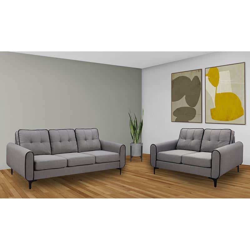 PUERTO Set Καναπέδες Σαλονιού- Καθιστικού (3+2) PUERTO Set Καναπέδες Σαλονιού- Καθιστικού (3+2), Ύφασμα Γκρι 197x75x82 + 142x75x82 cm - Image 1