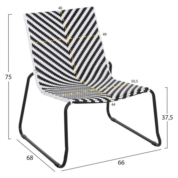 ΣΕΤ ΕΞΩΤ.ΧΩΡΟΥ PONY HM6081 ΜΕΤΑΛΛΙΚΟ ΤΡΑΠΕΖΙ-2 ΚΑΡΕΚΛΕΣ ΛΕΥΚΟ-ΜΑΥΡΟ ΣΥΝΘ.RATTAN - Image 2