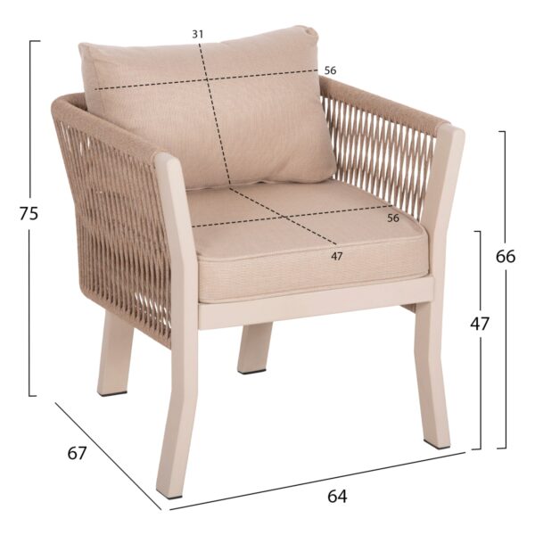 ΣΕΤ ΤΡΑΠΕΖΑΡΙΑΣ ΕΞ.ΧΩΡΟΥ 7ΤΜΧ DRIMM HM6119.01 ΑΛΟΥΜΙΝΙΟ ΜΠΕΖ- ΣΧΟΙΝΙ ΚΑΠΟΥΤΣΙΝΟ - Image 2