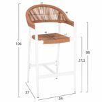 ΣΚΑΜΠΟ BAR ΑΛΟΥΜΙΝΙΟΥ GREGG HM5788.11 ΛΕΥΚΟ-ΜΠΕΖ ΤΗΣ ΑΜΜΟΥ ΣΥΝΘ.RATTAN 55x57x106Υεκ. - Image 2