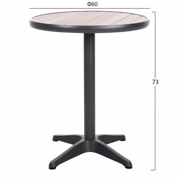 ΤΡΑΠΕΖΙ ΑΛΟΥΜΙΝΙΟΥ ΣΤΡΟΓΓΥΛΟ ALEXA HM6086.01 ΑΝΘΡΑΚΙ-POLYWOOD TOP ΦΥΣΙΚΟ Φ60x73Υεκ. - Image 2