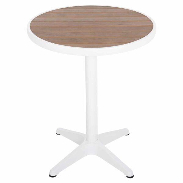 ΤΡΑΠΕΖΙ ΑΛΟΥΜΙΝΙΟΥ ΣΤΡΟΓΓΥΛΟ ALEXA HM6086.02 ΛΕΥΚΟ-POLYWOOD TOP ΦΥΣΙΚΟ Φ60x73Υεκ. - Image 3