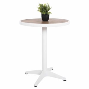 ΤΡΑΠΕΖΙ ΑΛΟΥΜΙΝΙΟΥ ΣΤΡΟΓΓΥΛΟ ALEXA HM6086.02 ΛΕΥΚΟ-POLYWOOD TOP ΦΥΣΙΚΟ Φ60x73Υεκ.