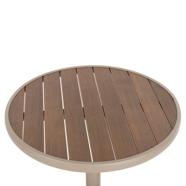 ΤΡΑΠΕΖΙ ΑΛΟΥΜΙΝΙΟΥ ΣΤΡΟΓΓΥΛΟ ALEXA HM6086.04 ΣΑΜΠΑΝΙ-POLYWOOD TOP ΦΥΣΙΚΟ Φ60x73Υεκ. - Image 4