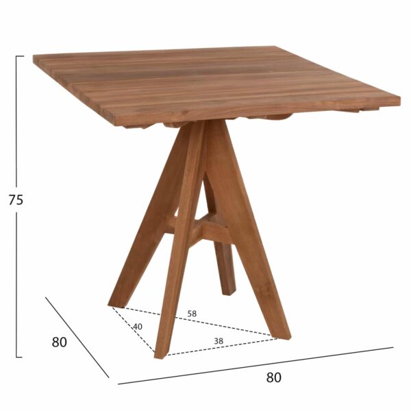 ΤΡΑΠΕΖΙ LEO HM9622.11 ΤΕΤΡΑΓΩΝΟ ΜΑΣΙΦ ΞΥΛΟ ΤΕΑΚ 80X80x75Υεκ. - Image 2