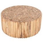 ΤΡΑΠΕΖΙ ΣΑΛΟΝΙΟΥ ΣΤΡΟΓΓΥΛΟ COOTER HM9862 ΚΛΑΔΙΑ TEAK-ΦΥΣΙΚΟ Φ100x40Υεκ. - Image 4