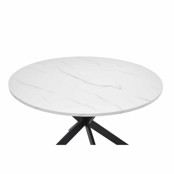 STOCKHOLM ΤΡΑΠΕΖΙ ΡΟΤΟΝΤΑ ΛΕΥΚΟ ΜΕ ΟΨΗ ΜΑΡΜΑΡΟΥ 110x110x75 02-0516 - Image 2