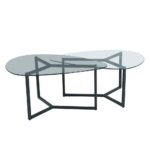ROCKS COFFEE TABLE SET 2ΤΕΜ ΔΙΑΦΑΝΟ FUME ΜΑΥΡΟ 82x59x40 04-0915