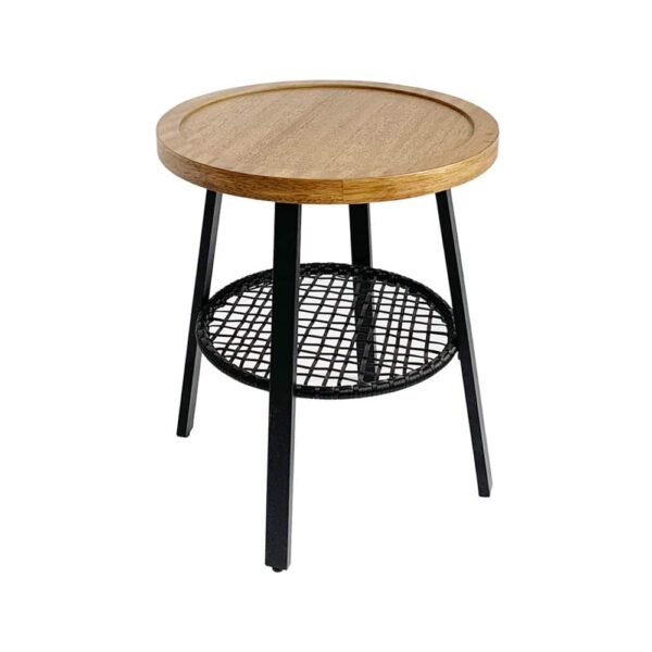 FILET SIDE TABLE ΦΥΣΙΚΟ ΜΑΥΡΟ 45x45x52 04-0975 - Image 2