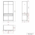 HERMES ΝΤΟΥΛΑΠΑ 2ΠΟΡΤΕΣ 1ΣΥΡΤΑΡΙ ARTISAN OAK 100x52x200 06-0102 - Image 3