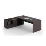 ADVANCE Γραφείο Αριστερή Γωνία Σκούρο Καρυδί - Sky Grey 220x90/160x40 (H.75)cm