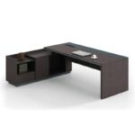 ADVANCE Γραφείο Αριστερή Γωνία Σκούρο Καρυδί - Sky Grey 180x80/160x40 (H.75)cm