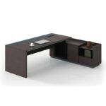 ADVANCE Γραφείο Δεξιά Γωνία Σκούρο Καρυδί - Sky Grey 220x90/160x40 (H.75)cm