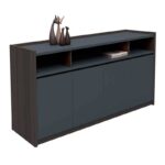 ADVANCE Ντουλάπι Γραφείου, 3 Ράφια, 2 Ντουλάπια Δίφυλλα με 4 Ράφια, Σκ.Καρυδί-Sky Grey 169x40x80cm