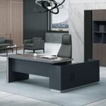 ADVANCE Γραφείο Αριστερή Γωνία Σκούρο Καρυδί - Sky Grey 220x90/160x40 (H.75)cm - Image 3