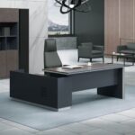 ADVANCE Γραφείο Δεξιά Γωνία Σκούρο Καρυδί - Sky Grey 220x90/160x40 (H.75)cm - Image 3